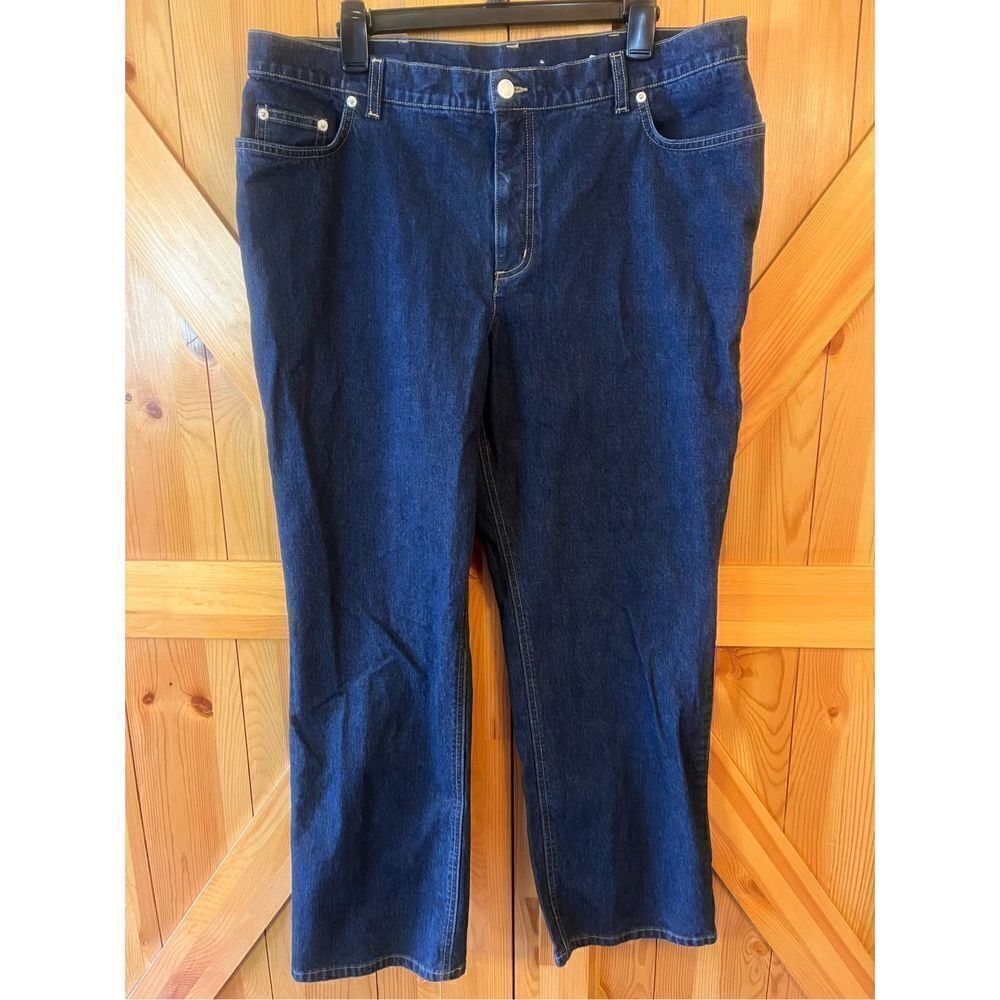Land’s End Womens Sz 18 Dark Wash Blue Jeans Straight Leg Denim (1491)